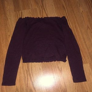 Hollister Smocked Long Sleeve Off the Shoulder Top